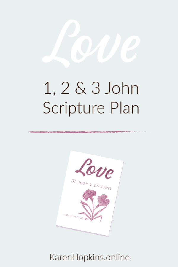 Love: 30 Days in the Epistles of John. Download the free John Scripture Plan or purchase the Guided Study which includes printable memory verses. and join me in studying God's word in John's letter, focusing on God's love for us.